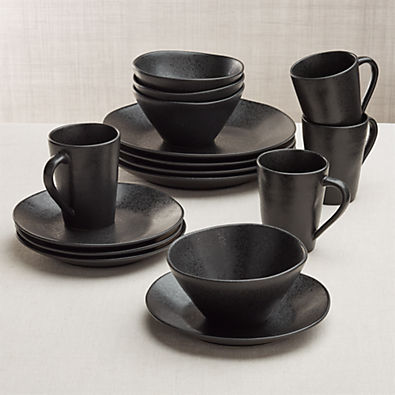 View Marin Matte Black Stoneware 16-Piece Dinnerware Set details