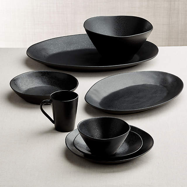 black matte dinnerware set