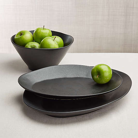 Marin Matte Black Large Stoneware Oval Platter