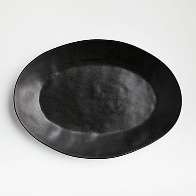View Marin Matte Black Stoneware Small Oval Platter details