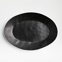 Marin Matte Black Stoneware Small Oval Platter + Reviews | Crate & Barrel