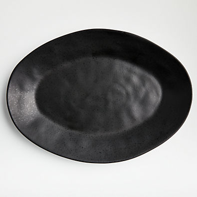 View Marin Matte Black Large Stoneware Oval Platter details