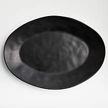 Marin Matte Black Large Stoneware Oval Platter + Reviews | Crate & Barrel