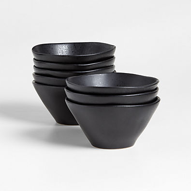 View Marin Matte Black Stoneware Cereal Bowls, Set of 8 details