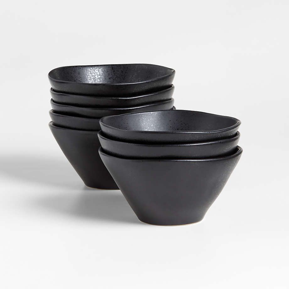 Marin Matte Black Cereal Bowls, Set of 8 + Reviews Crate & Barrel