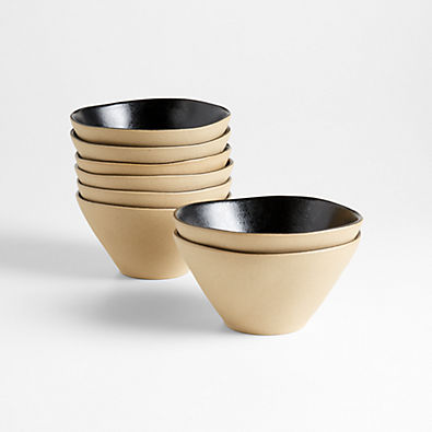View Marin Black Recycled Cereal Bowls, Set of 8 details