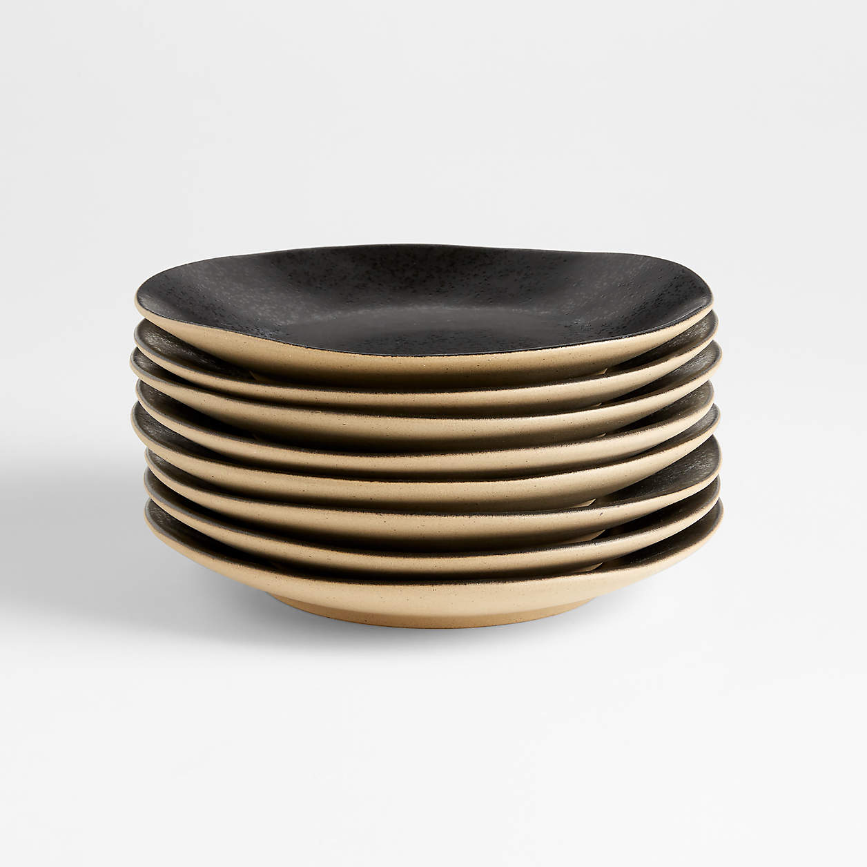 Marin Black Recycled Salad Plates, Set of 8 | Crate & Barrel