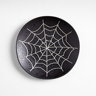 View Marin Black Round Spiderweb Stoneware Salad Plate details