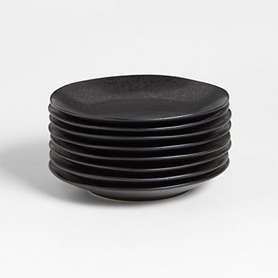 View Marin Matte Black Stoneware Salad Plates, Set of 8 details