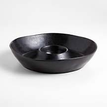 Marin Black Stoneware Chip and Dip Server | Crate & Barrel