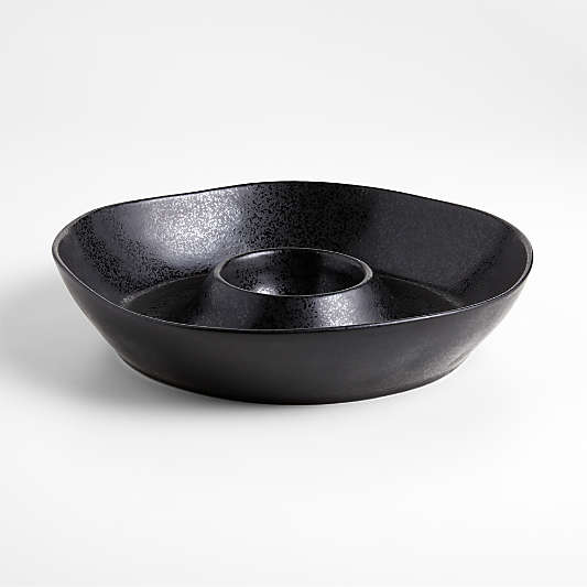 Marin Black Stoneware Chip and Dip Server