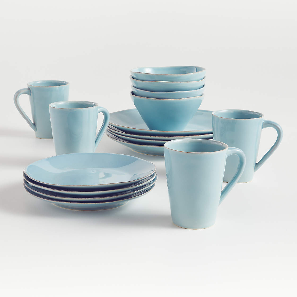 Marin Blue 16-Piece Dinnerware Set + Reviews | Crate &amp; Barrel