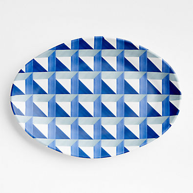 View Marin Blue Tile Melamine Oval Platter details