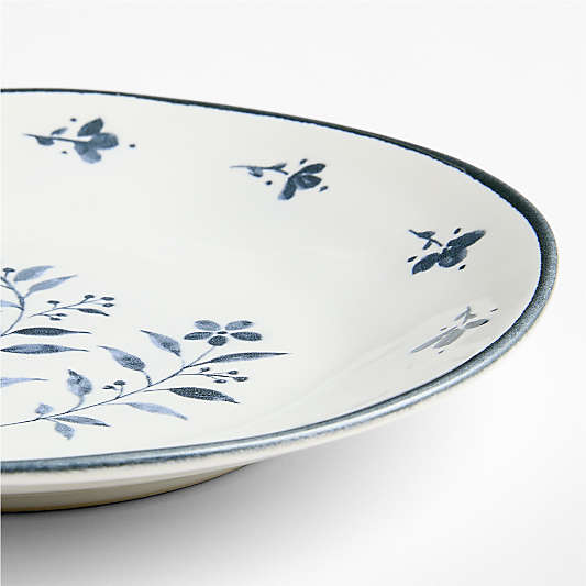 Marin Botanical White and Blue White Stoneware Salad Plate