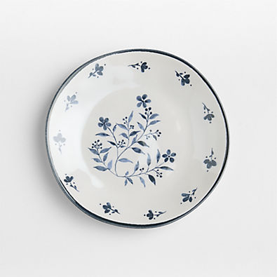 View Marin Botanical White and Blue White Stoneware Salad Plate details