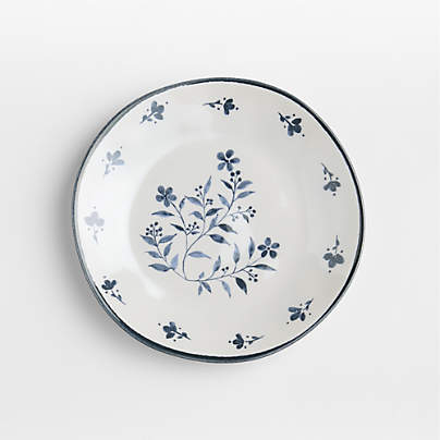 Marin Botanical White and Blue Stoneware Salad Plate