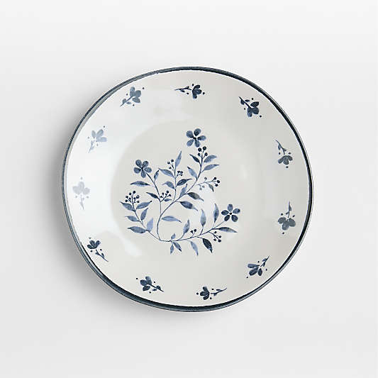 Marin Botanical White and Blue Stoneware Salad Plate