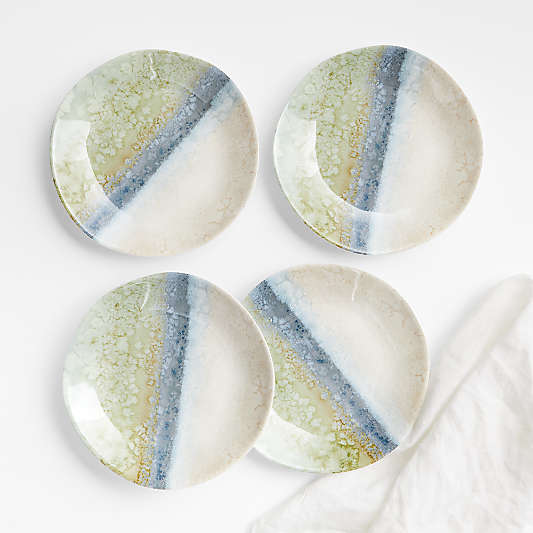 Marin Watercolor Outdoor Melamine Salad Plates, Set of 4