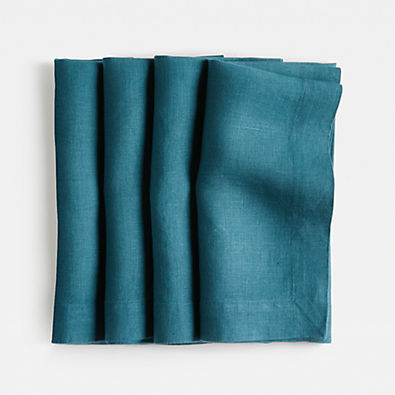 View Marin Sea Blue Linen Napkin, Set of 4 details