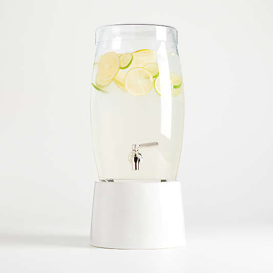 Marin White Stoneware Drink Dispenser Stand