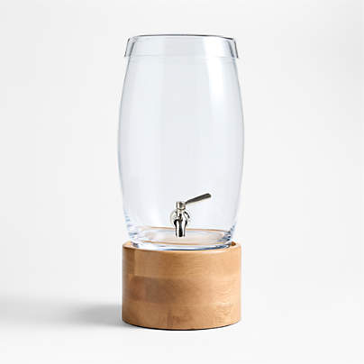 Marin 2.7-Gallon Drink Dispenser and Oak Madeira Stand Set