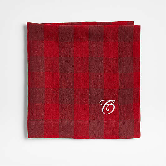 Marin Red EUROPEAN FLAX -Certified Linen Buffalo Check Napkin, Set of 4