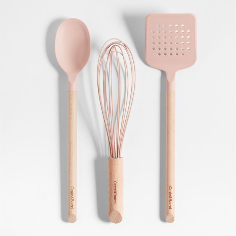 Marin Elegant Pink Silicone and Wood Whisk - image 1 of 4