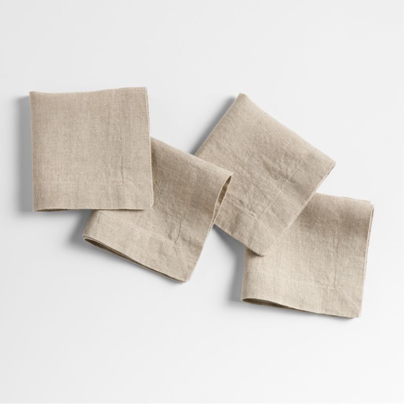 Marin Natural European Flax ®-Certified Linen Cocktail Napkins, Set of 4