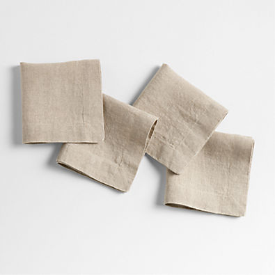 View Marin Natural EUROPEAN FLAX ™-Certified Linen Cocktail Napkins, Set of 4 details
