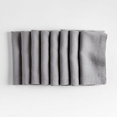 View Marin Metal Grey EUROPEAN FLAX -Certified Linen Napkins, Set of 8 details