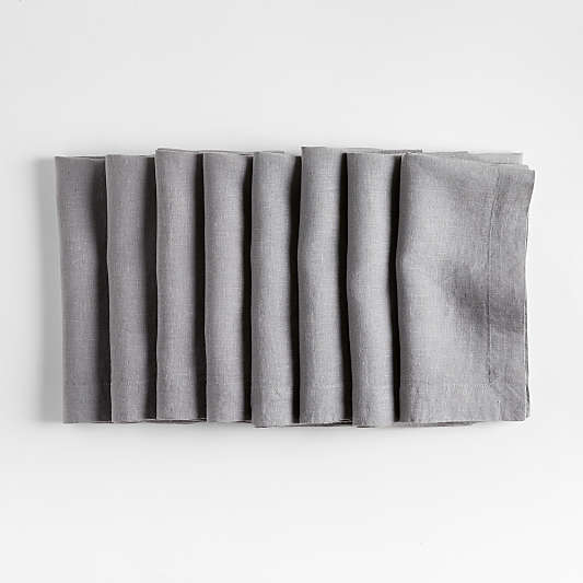 Marin Metal Grey EUROPEAN FLAX ™-Certified Linen Napkins, Set of 8