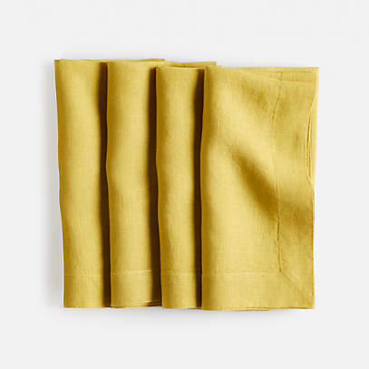 Marin Olive Yellow Linen Napkin, Set of 4 + Reviews