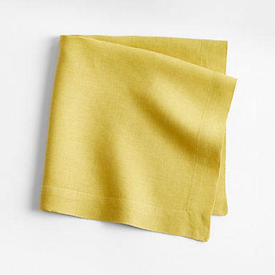 View Marin Olive Yellow EUROPEAN FLAX ™-Certified Linen Napkin details