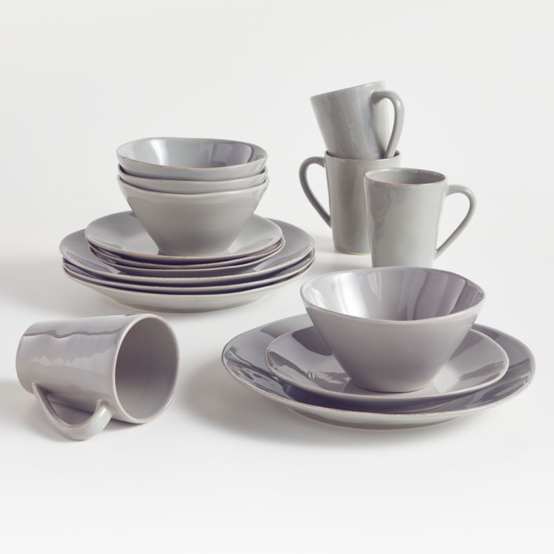 Marin Grey 16 Piece Dinnerware Set Reviews Crate Barrel