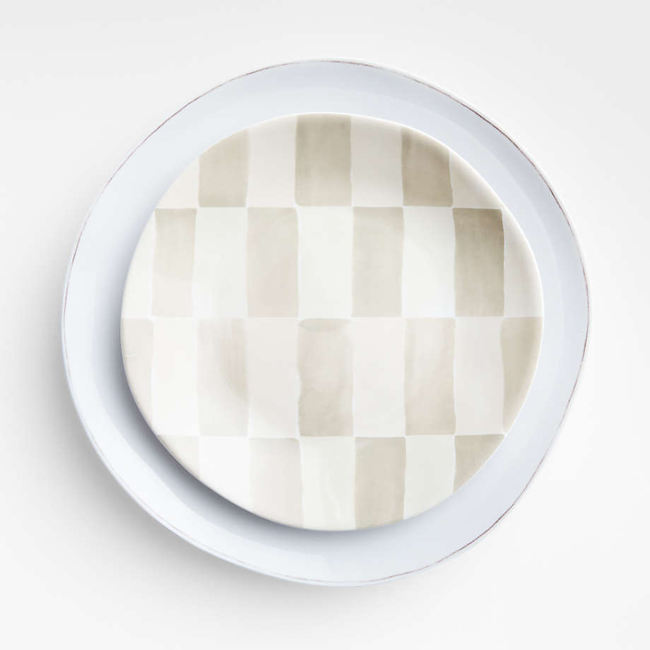 Marin Checkered Grey Melamine Salad Plate + Reviews | Crate & Barrel