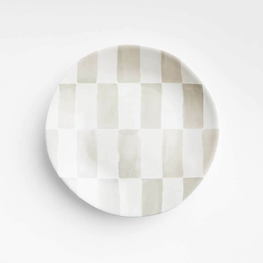 Crate & Barrel | Marin Checkered Grey Melamine Salad Plate