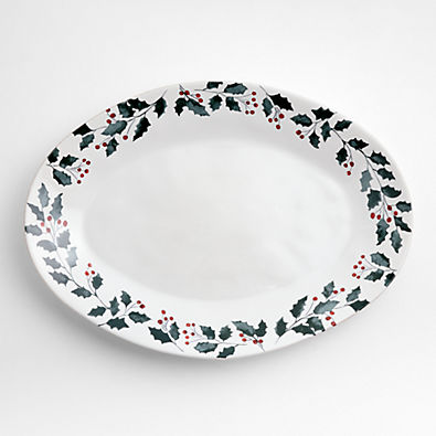 View Marin Holly Berry Printed Stoneware Platter details