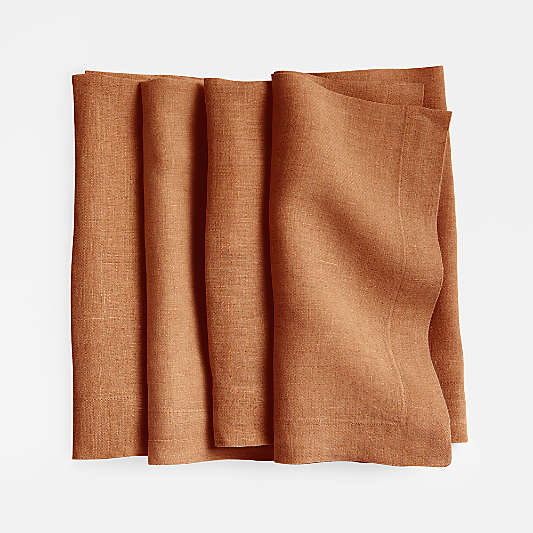 Marin Almond Brown EUROPEAN FLAX ™-Certified Linen Napkins, Set of 4