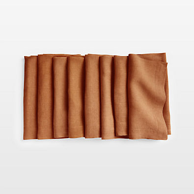 View Marin Almond Brown EUROPEAN FLAX ™-Certified Linen Napkins, Set of 8 details
