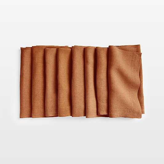 Marin Almond Brown EUROPEAN FLAX ™-Certified Linen Napkins, Set of 8