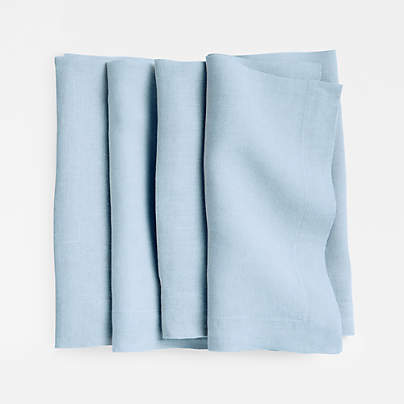 Marin Light Blue EUROPEAN FLAX ™-Certified Linen Napkins, Set of 4