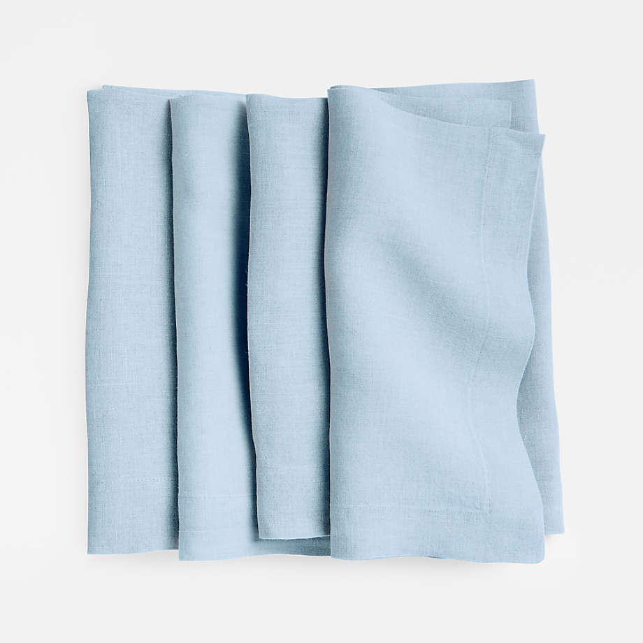 Marin Light Blue European Flax -Certified Linen Napkins, Set of 4 + Reviews | Crate & Barrel
