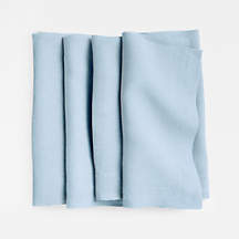 Marin Light Blue EUROPEAN FLAX -Certified Linen Napkins, Set of 4 + Reviews | Crate & Barrel