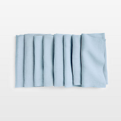 View Marin Light Blue EUROPEAN FLAX ™-Certified Linen Napkins, Set of 8 details