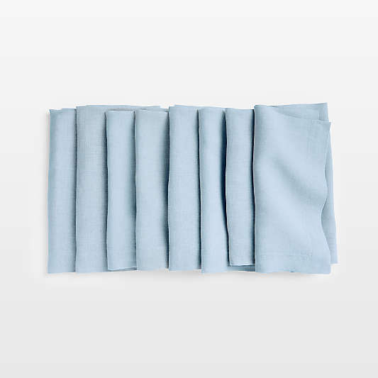 Marin Light Blue EUROPEAN FLAX ™-Certified Linen Napkins, Set of 8