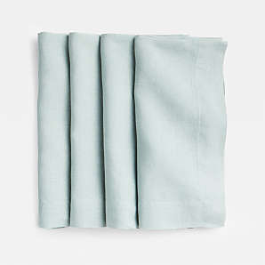 Crown Washed Linen Napkin Set Blue NS404