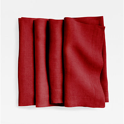 View Marin Red Linen Napkin, Set of 4 details