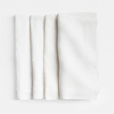 View Marin White European Linen Napkin, Set of 4 details