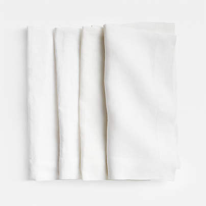 Marin Crisp White EUROPEAN FLAX ™-Certified Linen Napkin, Set of 4