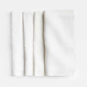 All Cotton and Linen Napkins - Napkins Cloth Washable - Cloth Napkins Set of 4 - White Hemstitched Napkins - Cotton Dinner Napkins - Farmhouse Napkins